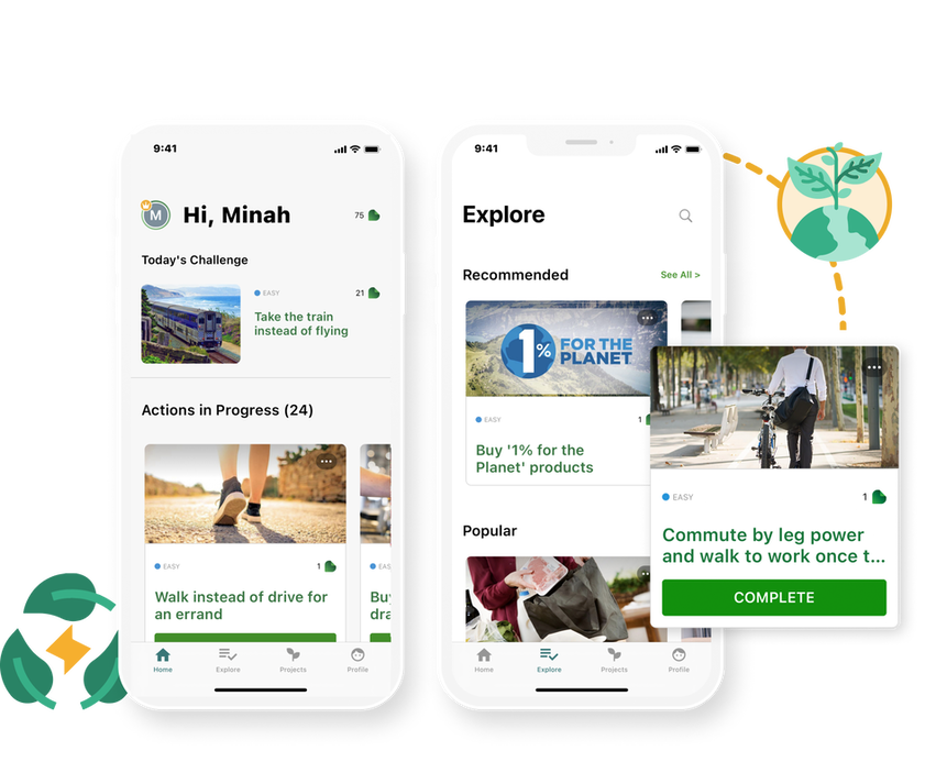 GetGreen app screens.
