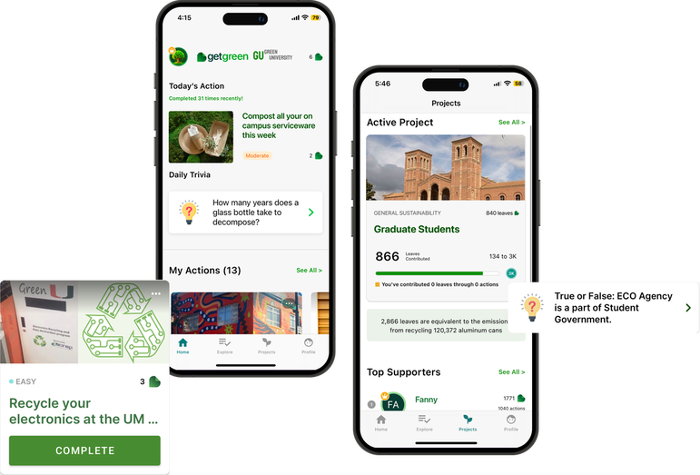 Presentation slide showing GetGreen for universities.